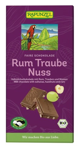 CZEKOLADA MLECZNA Z RODZYNKAMI, RUMEM I ORZECHAMI LASKOWYMI HAVANA BIO 100 g - RAPUNZEL RAPUNZEL (makarony, czekolady, oleje, kremy orz.)