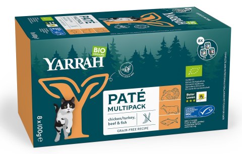 (DLA KOTA) MULTIPACK PASZTET BIO (8 x 100 g) 800 g - YARRAH YARRAH (karma dla kotów i psów)