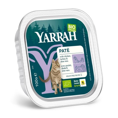 (DLA KOTA) PASZTET Z KURCZAKA I INDYKA Z ALOESEM BIO 100 g - YARRAH YARRAH (karma dla kotów i psów)