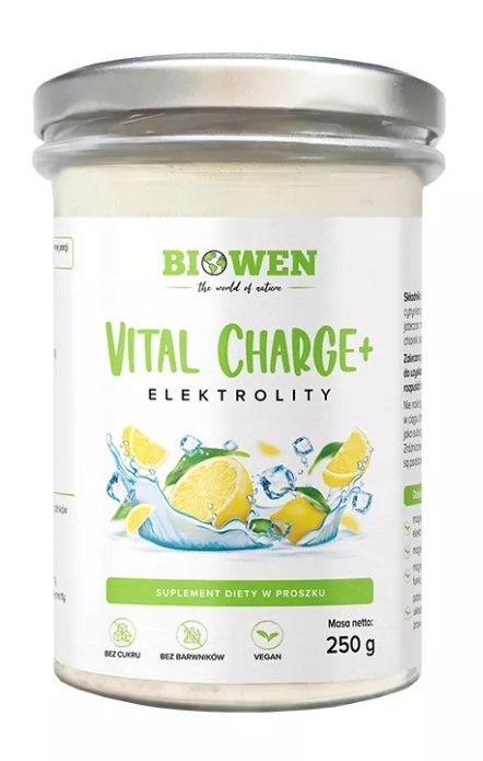 ELEKTROLITY O SMAKU CYTRYNOWYM W PROSZKU VITAL CHARGE+ 250 g - BIOWEN BIOWEN (suplementy diety)