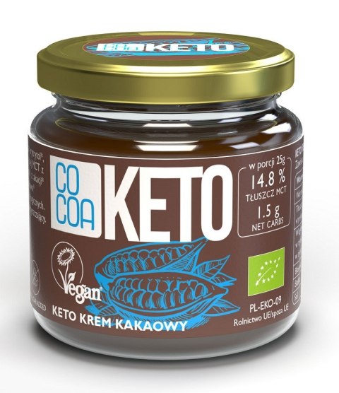 KREM MIGDAŁOWO - KAKAOWY Z OLEJEM MCT BEZ DODATKU CUKRÓW BEZGLUTENOWY KETO BIO 200 g - COCOA COCOA (czekolady i bakalie w surowej czekoladzie)