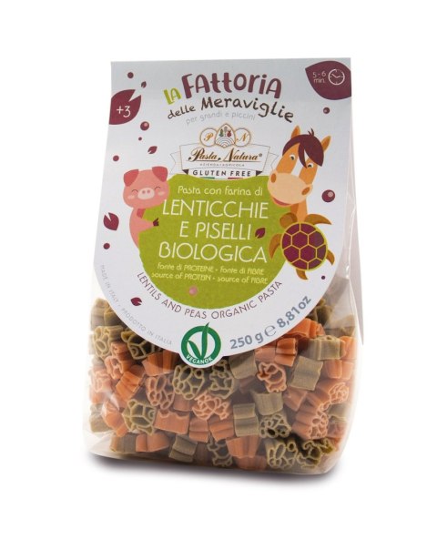 MAKARON (Z SOCZEWICY I GROSZKU) DLA DZIECI ZWIERZĘTA FARMA BEZGLUTENOWY BIO 250 g - PASTA NATURA PASTA NATURA (makarony bezglutenowe)