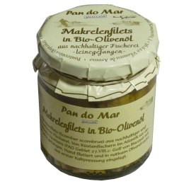 MAKRELA FILETY W BIO OLIWIE Z OLIWEK EXTRA VIRGIN 220 g (154 g) (SŁOIK) - PAN DO MAR PAN DO MAR (rybołówstwo zrównoważone)
