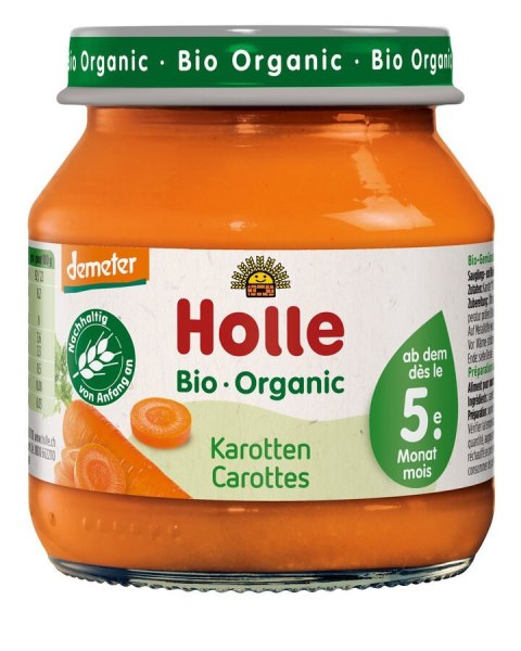 MARCHEW BEZ DODATKU CUKRÓW BEZGLUTENOWA OD 5 MIESIĄCA DEMETER BIO 125 g (SŁOIK) - HOLLE HOLLE (żywność dla niemowląt)