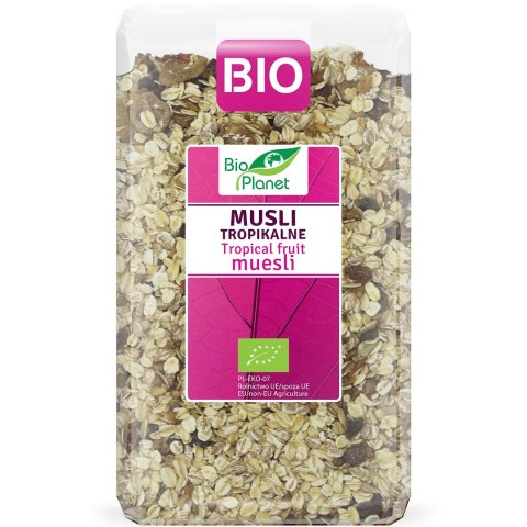 MUSLI TROPIKALNE BIO 600 g - BIO PLANET BIO PLANET - seria RÓŻOWA (płatki, otręby, musli)