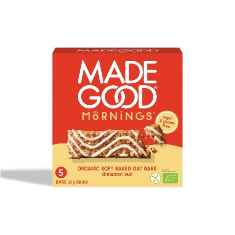 BATONIKI OWSIANE SOFT Z CYNAMONEM BEZGLUTENOWE BIO (5 x 30 g) 150 g - MADEGOOD MORNINGS MADEGOOD (batoniki, granola)
