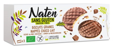 CIASTKA Z NASIONAMI OBLANE CZEKOLADĄ MLECZNĄ BEZGLUTENOWE BIO 150 g - NATEN NATEN (ciastka bezglutenowe)