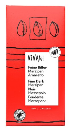 CZEKOLADA GORZKA Z NADZIENIEM MARCEPAN - AMARETTO BIO 100 g - VIVANI VIVANI (czekolady, batony, kakao instant)