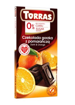 CZEKOLADA GORZKA Z POMARAŃCZĄ BEZ DODATKU CUKRÓW BEZGLUTENOWA 75 g - TORRAS TORRAS (czekolady bez dodatku cukru)