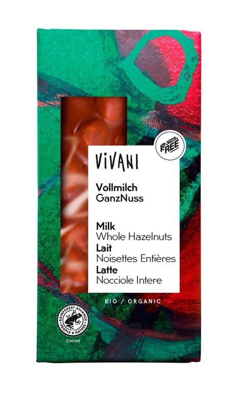 CZEKOLADA MLECZNA Z CAŁYMI ORZECHAMI LASKOWYMI BIO 100 g - VIVANI VIVANI (czekolady, batony, kakao instant)