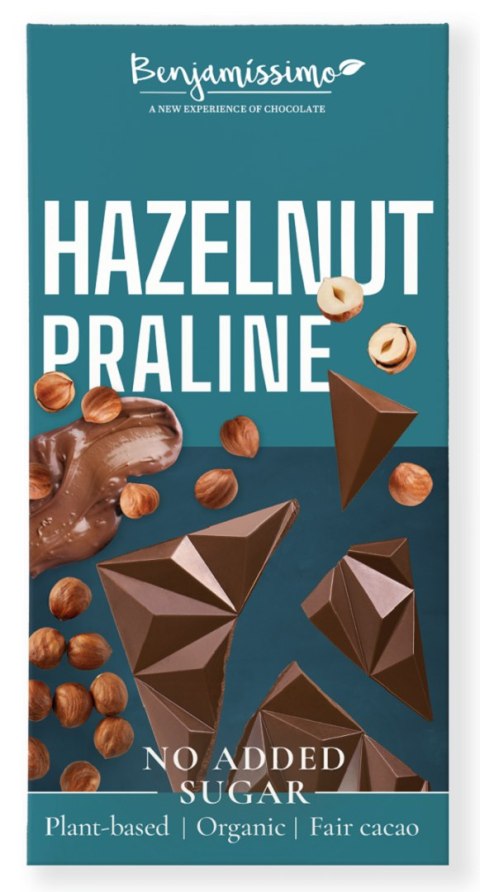 CZEKOLADA Z ORZECHAMI LASKOWYMI BEZ DODATKU CUKRÓW BEZGLUTENOWA BIO 60 g - BENJAMISSIMO BENJAMISSIMO (czekolady, migdały, orzeszki)