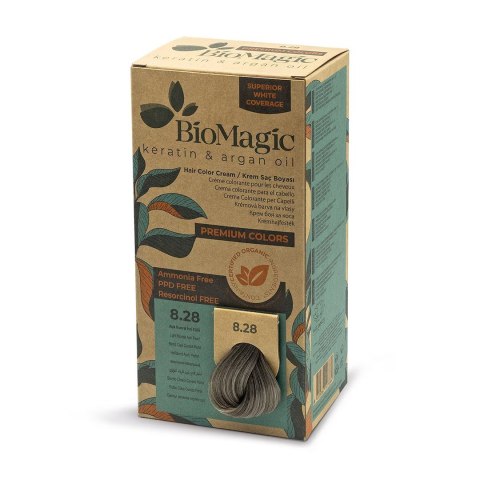FARBA DO WŁOSÓW POPIELATO PERŁOWY JASNY BLOND (8.28) 170 ml - BIOMAGIC BIOMAGIC (farby do włosów)