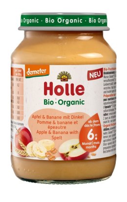 JABŁKO - BANAN Z ORKISZEM BEZ DODATKU CUKRÓW OD 6 MIESIĄCA DEMETER BIO 190 g (SŁOIK) - HOLLE HOLLE (żywność dla niemowląt)