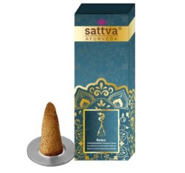 KADZIDEŁKA INDYJSKIE STOŻKOWE RELAKS (10 szt.) 20 g - SATTVA (AYURVEDA) SATTVA (kosmetyki ajurwedyjskie, kadzidełka)