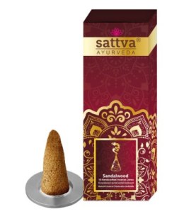 KADZIDEŁKA INDYJSKIE STOŻKOWE SANDAŁOWE (10 szt.) 20 g - SATTVA (AYURVEDA) SATTVA (kosmetyki ajurwedyjskie, kadzidełka)