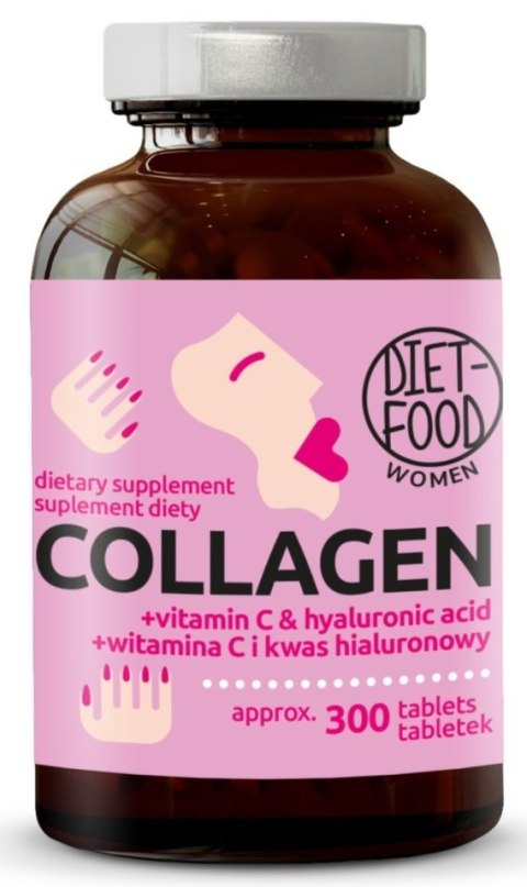 KOLAGEN + KWAS HIALURONOWY + WITAMINA C 300 TABLETEK - DIET-FOOD DIET-FOOD