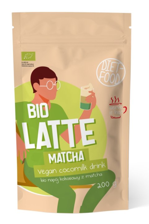 LATTE MATCHA - NAPÓJ KOKOSOWY Z MATCHĄ BIO 200 g - DIET-FOOD DIET-FOOD