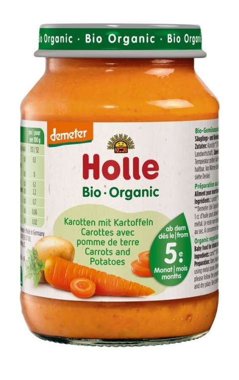 MARCHEW - ZIEMNIAK BEZ DODATKU CUKRÓW BEZGLUTENOWE OD 5 MIESIĄCA DEMETER BIO 190 g (SŁOIK) - HOLLE HOLLE (żywność dla niemowląt)
