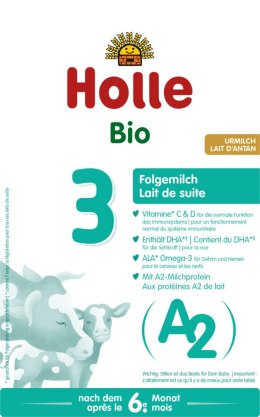 MLEKO A2 KROWIE 3 NASTĘPNE DLA NIEMOWLĄT PO 6 MIESIĄCU BIO 400 g - HOLLE HOLLE (żywność dla niemowląt)