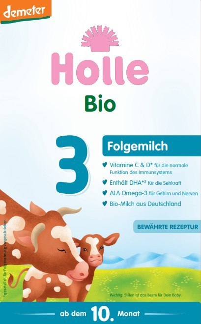 MLEKO KROWIE 3 NASTĘPNE DLA NIEMOWLĄT PO 6 MIESIĄCU DEMETER BIO 600 g - HOLLE HOLLE (żywność dla niemowląt)