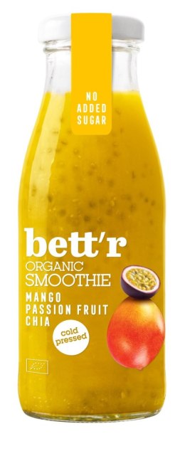 SMOOTHIE MANGO - MARAKUJA - CHIA TŁOCZONE NA ZIMNO BIO 250 ml - BETT'R BETT'R (smoothie, kremy, praliny)