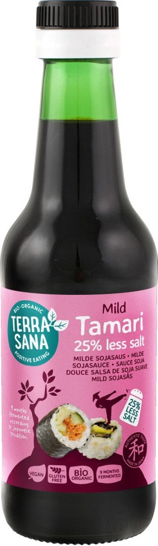 SOS SOJOWY TAMARI 25 % MNIEJ SOLI BEZGLUTENOWY BIO 250 ml - TERRASANA TERRASANA (kremy, makarony, sosy sojowe, inne)