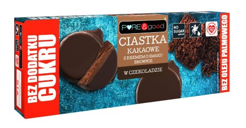 CIASTKA KAKAOWE Z KREMEM O SMAKU BROWNIE W CZEKOLADZIE DESEROWEJ BEZ DODATKU CUKRÓW 128 g - PURE&GOOD PURE&GOOD (czekolady, ciastka, przetwory)