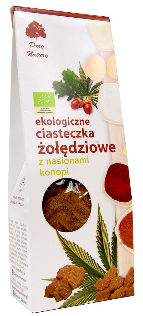 CIASTKA ŻOŁĘDZIOWE Z NASIONAMI KONOPI BIO 100 g - DARY NATURY DARY NATURY - inne