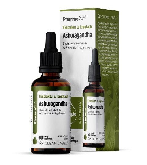 EKSTRAKTY W KROPLACH ASHWAGANDHA BEZGLUTENOWE 30 ml - PHARMOVIT (CLEAN LABEL) PHARMOVIT (suplementy diety)