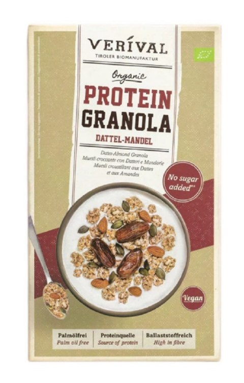 GRANOLA PROTEINOWA Z DAKTYLAMI I MIGDAŁAMI BEZ DODATKU CUKRÓW BIO 325 g - VERIVAL VERIVAL (produkty śniadaniowe)