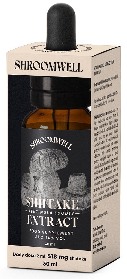 GRZYBY SHIITAKE EKSTRAKT W KROPLACH 30 ml - SHROOMWELL SHROOMWELL (shoty)