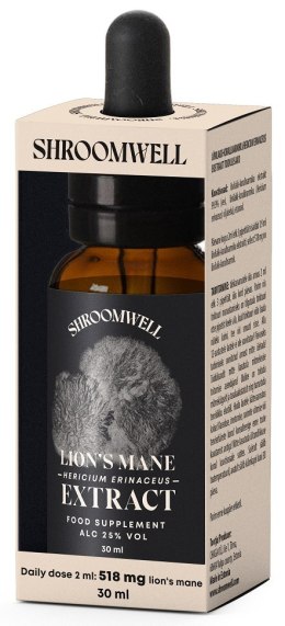 GRZYBY SOPLÓWKA JEŻOWATA (LION'S MANE) EKSTRAKT W KROPLACH 30 ml - SHROOMWELL SHROOMWELL (shoty)