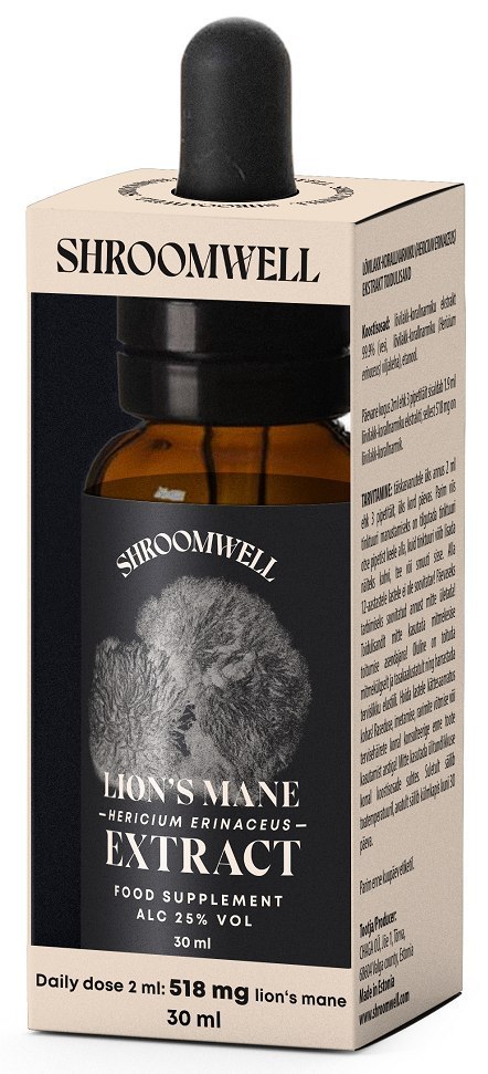 GRZYBY SOPLÓWKA JEŻOWATA (LION'S MANE) EKSTRAKT W KROPLACH 30 ml - SHROOMWELL SHROOMWELL (shoty)