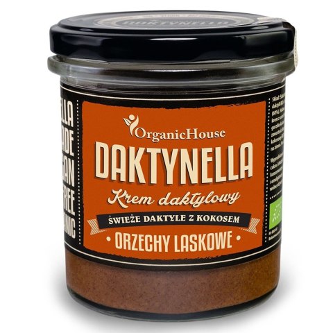 KREM KOKOSOWO - DAKTYLOWY ORZECHY LASKOWE BEZGLUTENOWY BIO 280 g - ORGANICHOUSE (DAKTYNELLA) ORGANICHOUSE (bionelki, daktyle, kremy daktylowe)