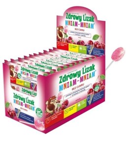 LIZAK O SMAKU MUSUJĄCEJ WIŚNI NA ODPORNOŚĆ BEZ CUKRU BEZGLUTENOWY 6 g - MNIAM MNIAM STARPHARMA MNIAM MNIAM STARPHARMA (lizaki)