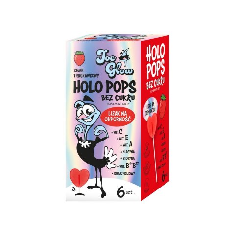 LIZAK SERCE KRYSZTAŁOWE O SMAKU TRUSKAWKOWYM NA ODPORNOŚĆ BEZ CUKRU BEZGLUTENOWY (6 szt.) 36 g - JOE GLOW JOE GLOW (lizaki, gumy, karmelki)