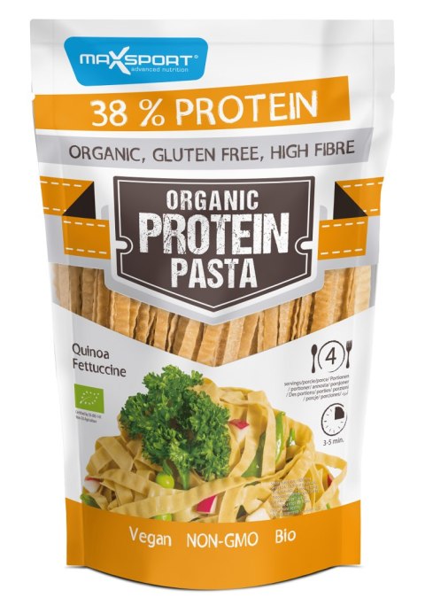 MAKARON PROTEINOWY (Z SOI ZIELONEJ I QUINOA) FETTUCCINE BEZGLUTENOWY BIO 200 g - MAXSPORT MAXSPORT (batony, kremy, makarony)