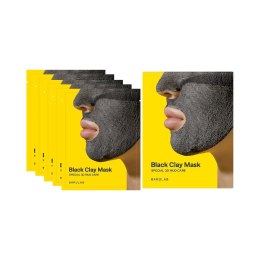 MASECZKI KOREAŃSKIE DO TWARZY W PŁACHCIE CZARNA GLINKA 5 SZTUK - BARULAB BARULAB (koreańskie kosmetyki)