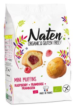 MUFFINKI MINI Z NADZIENIEM MALINOWYM BEZGLUTENOWE BIO 200 g - NATEN NATEN (ciastka bezglutenowe)