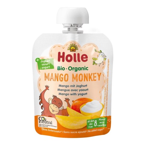 MUS MANGO MAŁPKA (MANGO - JOGURT) BEZ DODATKU CUKRÓW OD 8 MIESIĄCA BIO 85 g - HOLLE HOLLE (żywność dla niemowląt)