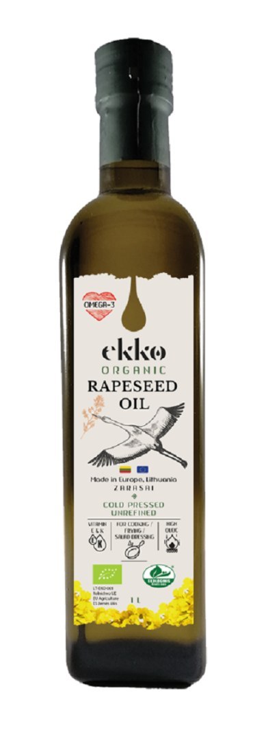 OLEJ RZEPAKOWY TŁOCZONY NA ZIMNO OMEGA-3 BIO 1 L - EKKO EKKO (oleje)