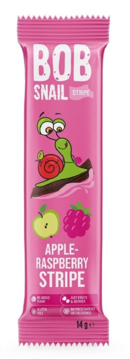 PRZEKĄSKA STRIPE JABŁKO - MALINA BEZ DODATKU CUKRÓW BEZGLUTENOWA 14 g - BOB SNAIL BOB SNAIL (przekąski owocowe)