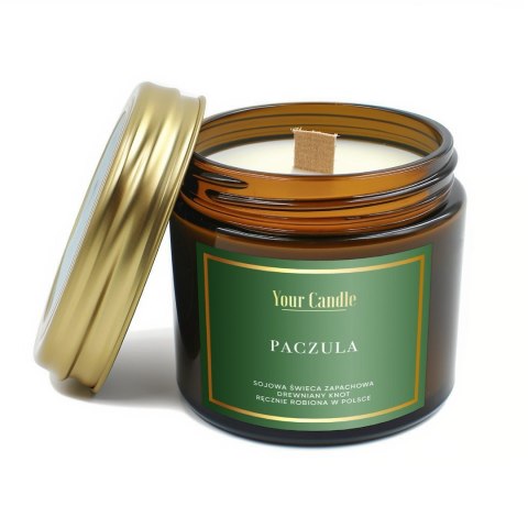 ŚWIECA SOJOWA ZAPACHOWA Z DREWNIANYM KNOTEM PACZULA 120 ml - YOUR CANDLE YOUR CANDLE (świece, olejki eteryczne)