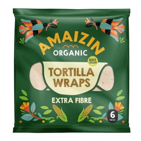 TORTILLA WRAPS Z OTRĘBAMI (ŹRÓDŁO BŁONNIKA POKARMOWEGO) BIO (6 szt.) 240 g - AMAIZIN AMAIZIN (napoje kokosowe, tortilla, chipsy, inne)