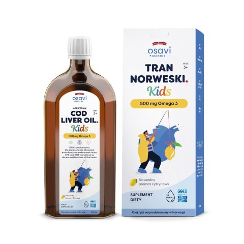TRAN NORWESKI OMEGA-3 (500 mg) DLA DZIECI OD 3 ROKU O SMAKU CYTRYNOWYM 500 ml - OSAVI OSAVI (suplementy)