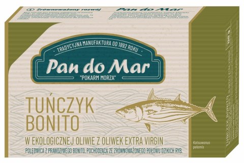 TUŃCZYK BONITO W BIO OLIWIE Z OLIWEK EXTRA VIRGIN 120 g - PAN DO MAR PAN DO MAR (rybołówstwo zrównoważone)