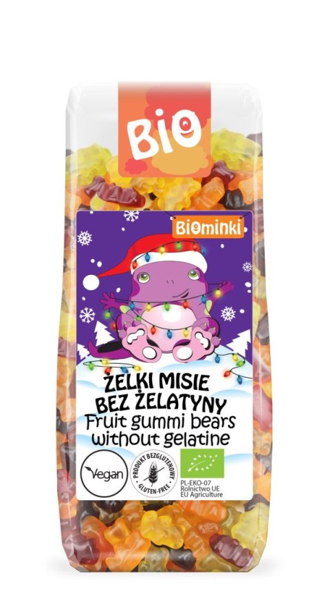 ŻELKI MISIE BEZ ŻELATYNY BEZGLUTENOWE BIO 150 g - BIOMINKI (EDYCJA ŚWIĄTECZNA) (PRODUKT SEZONOWY) BIOMINKI (przekąski dla dzieci, kaszki)