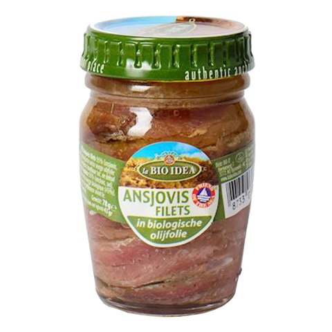 ANCHOIS (SARDELE) FILETY W BIO OLIWIE Z OLIWEK EXTRA VIRGIN 78 g - LA BIO IDEA LA BIO IDEA (makarony, strączkowe,sosy pomidorowe)