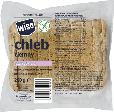 CHLEB CIEMNY KROJONY BEZGLUTENOWY 250 g - WISO WISO (pieczywo bezglutenowe)