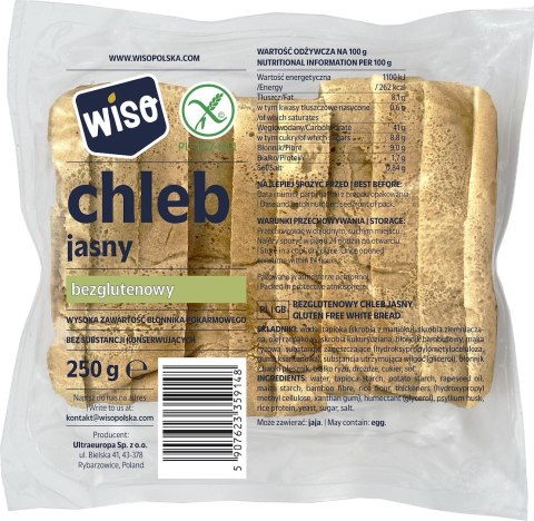 CHLEB JASNY KROJONY BEZGLUTENOWY 250 g - WISO WISO (pieczywo bezglutenowe)